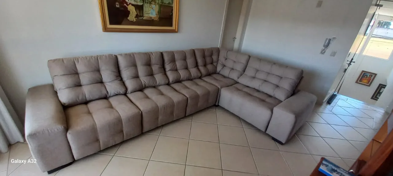 Sofá modular de canto depois da reforma